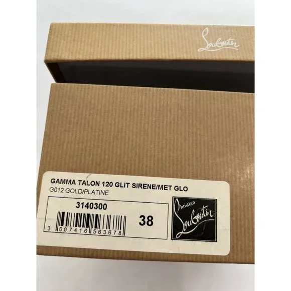 Christian Louboutin Gamma Talon 120 Pumps in Gold Glitter Sirene - Picture 3 of 5